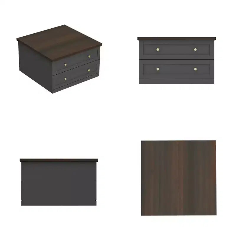 Table Basse Famapy Élégante et Fonctionnelle - Corps Gris Foncé avec Plateau Marron, Idéale pour les Salons Modernes