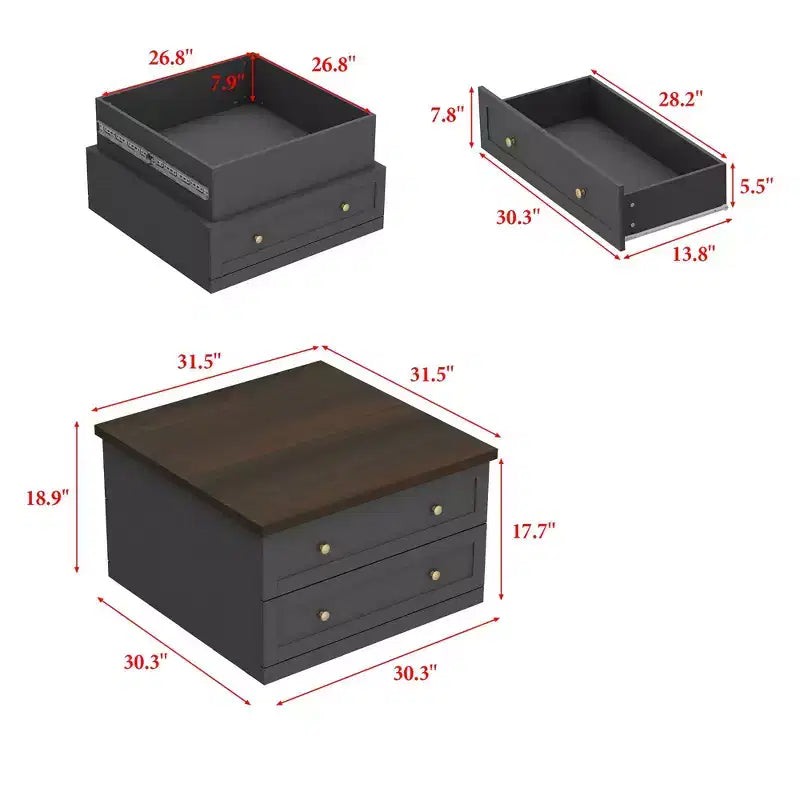 Table Basse Famapy Élégante et Fonctionnelle - Corps Gris Foncé avec Plateau Marron, Idéale pour les Salons Modernes