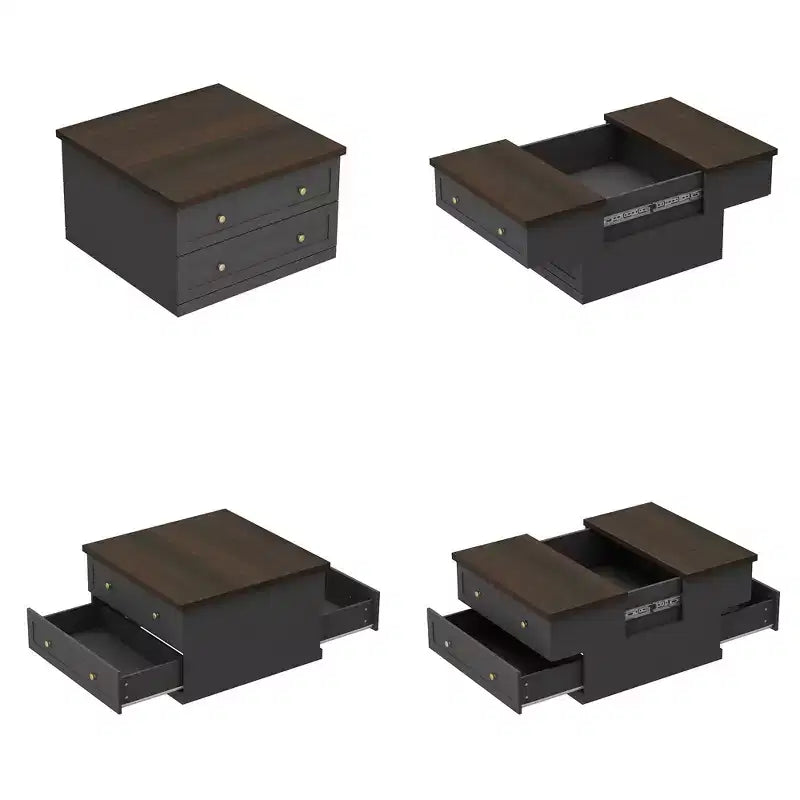 Table Basse Famapy Élégante et Fonctionnelle - Corps Gris Foncé avec Plateau Marron, Idéale pour les Salons Modernes