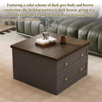 Table Basse Famapy Élégante et Fonctionnelle - Corps Gris Foncé avec Plateau Marron, Idéale pour les Salons Modernes