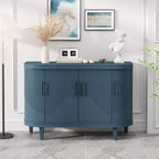 Bahut moderne en forme d'arc, 120 cm, meuble de rangement décoratif, table de couloir en bois avec 4 portes et étagères intérieures réglables