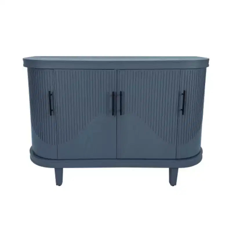 Bahut moderne en forme d'arc, 120 cm, meuble de rangement décoratif, table de couloir en bois avec 4 portes et étagères intérieures réglables
