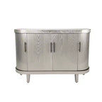 Bahut moderne en forme d'arc, 120 cm, meuble de rangement décoratif, table de couloir en bois avec 4 portes et étagères intérieures réglables