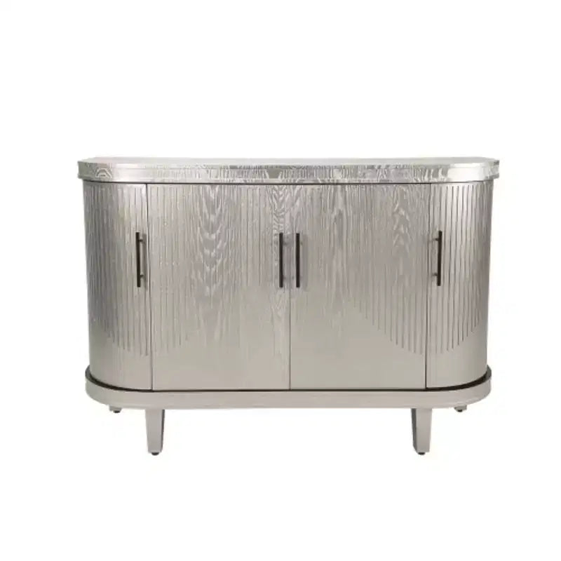 Bahut moderne en forme d'arc, 120 cm, meuble de rangement décoratif, table de couloir en bois avec 4 portes et étagères intérieures réglables