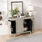Bahut moderne en forme d'arc, 120 cm, meuble de rangement décoratif, table de couloir en bois avec 4 portes et étagères intérieures réglables