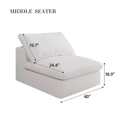 1 élément de canapé central blanc antique garni de duvet