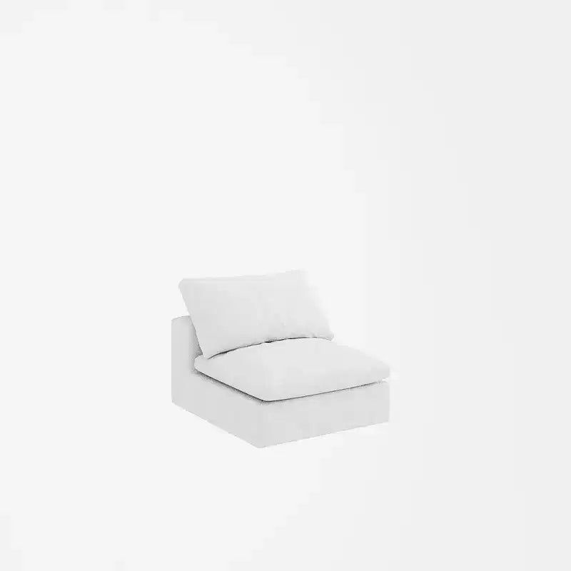 1 élément de canapé central blanc antique garni de duvet