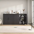 31x62x16 Wood Accent Cabinet in Black, Storage Organizer with Adjustable Shelves for Kitchen Bedroom Entryway Living Room Dinning Room