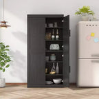 Meuble d'appoint en bois noir 31x62x16, organisateur de rangement avec étagères réglables pour cuisine, chambre, entrée, salon, salle à manger
