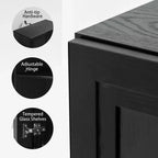 Meuble d'appoint en bois noir 31x62x16, organisateur de rangement avec étagères réglables pour cuisine, chambre, entrée, salon, salle à manger