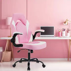 Chaise de jeu Bestier, chaise pivotante d'ordinateur en cuir PU avec soutien lombaire, dossier réglable et accoudoir rabattable pour chaise de bureau à domicile