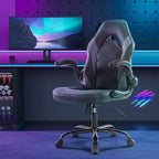 Chaise de jeu Bestier, chaise pivotante d'ordinateur en cuir PU avec soutien lombaire, dossier réglable et accoudoir rabattable pour chaise de bureau à domicile