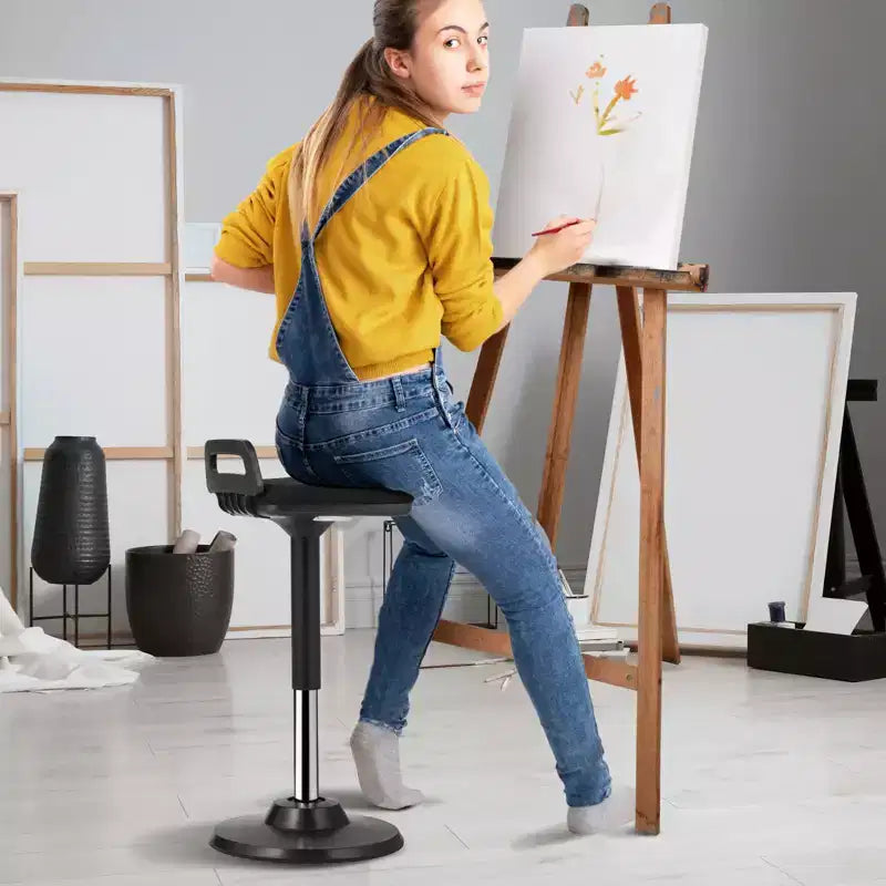 Chaise active VEVOR avec poignée, réglable en hauteur (24,6-34,4), chaise oscillante en tissu élastique et mousse de 45 mm, angle d'inclinaison de 8°, 12-18 ans, noire