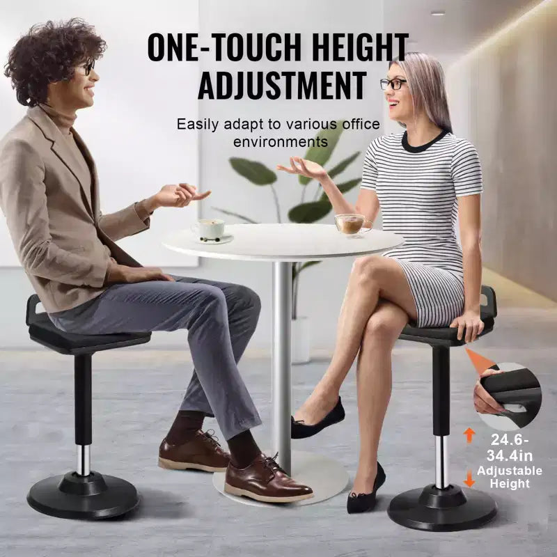 Chaise active VEVOR avec poignée, réglable en hauteur (24,6-34,4), chaise oscillante en tissu élastique et mousse de 45 mm, angle d'inclinaison de 8°, 12-18 ans, noire