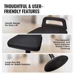 Chaise active VEVOR avec poignée, réglable en hauteur (24,6-34,4), chaise oscillante en tissu élastique et mousse de 45 mm, angle d'inclinaison de 8°, 12-18 ans, noire
