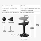 Chaise active VEVOR avec poignée, réglable en hauteur (24,6-34,4), chaise oscillante en tissu élastique et mousse de 45 mm, angle d'inclinaison de 8°, 12-18 ans, noire