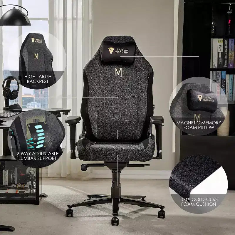 Chaise de jeu AMERLIFE, ergonomique, avec support lombaire, appui-tête et accoudoirs 4D pour ordinateur