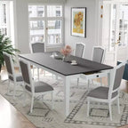 Whisen 7-Piece 78.1 Extendable Dining Table Set with 6 Upholstered Chairs