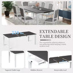 Ensemble de salle à manger extensible Whisen 7 pièces 198,4 cm avec 6 chaises rembourrées