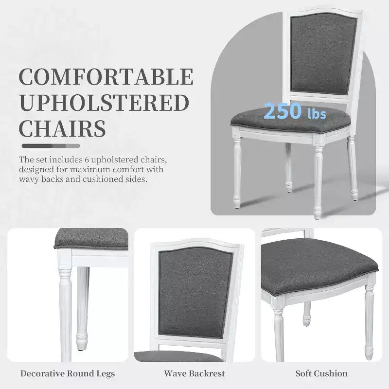 Ensemble de salle à manger extensible Whisen 7 pièces 198,4 cm avec 6 chaises rembourrées