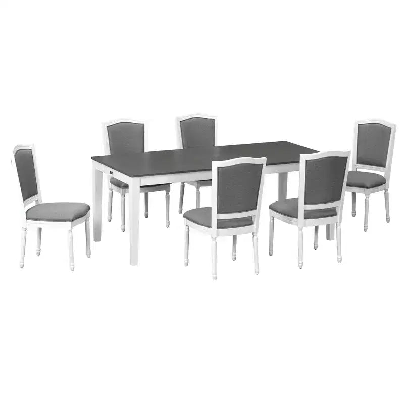 Ensemble de salle à manger extensible Whisen 7 pièces 198,4 cm avec 6 chaises rembourrées