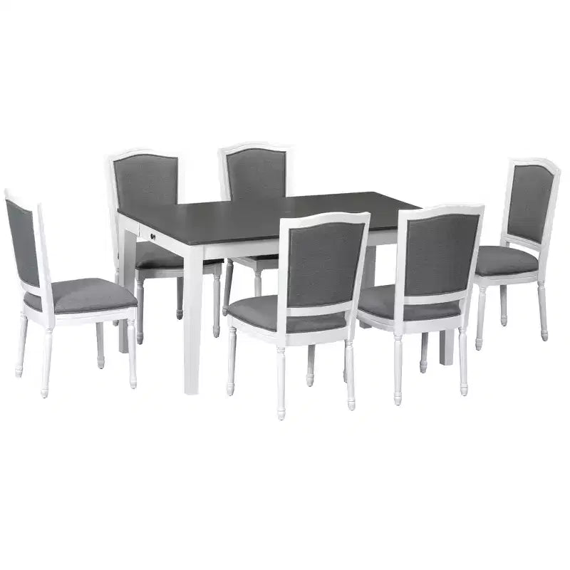 Ensemble de salle à manger extensible Whisen 7 pièces 198,4 cm avec 6 chaises rembourrées