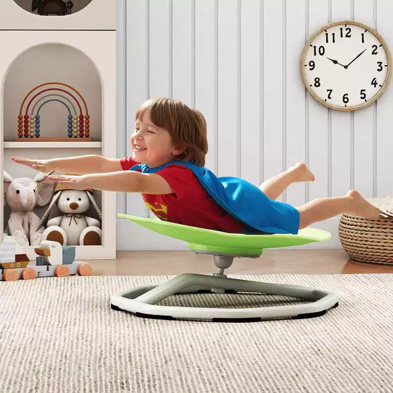 Costway Chaise Pivotante Sensorielle pour Enfants avec Base Métallique Antidérapante pour Enfants Autistes Intérieur Extérieur Bleu/Rouge Éléphant