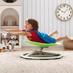 Costway Chaise Pivotante Sensorielle pour Enfants avec Base Métallique Antidérapante pour Enfants Autistes Intérieur Extérieur Bleu/Rouge Éléphant