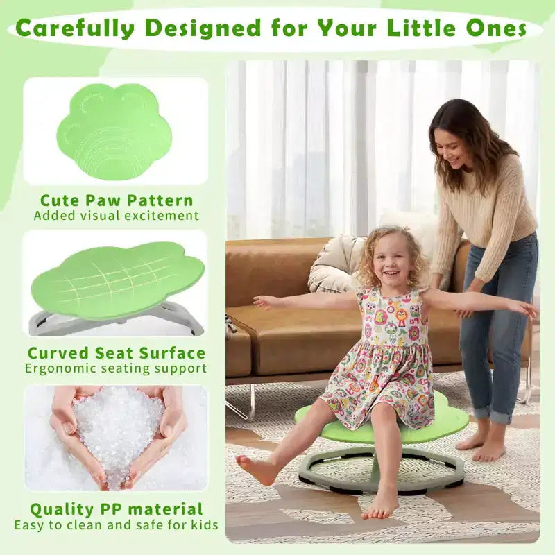 Costway Chaise Pivotante Sensorielle pour Enfants avec Base Métallique Antidérapante pour Enfants Autistes Intérieur Extérieur Bleu/Rouge Éléphant