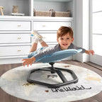 Costway Chaise Pivotante Sensorielle pour Enfants avec Base Métallique Antidérapante pour Enfants Autistes Intérieur Extérieur Bleu/Rouge Éléphant