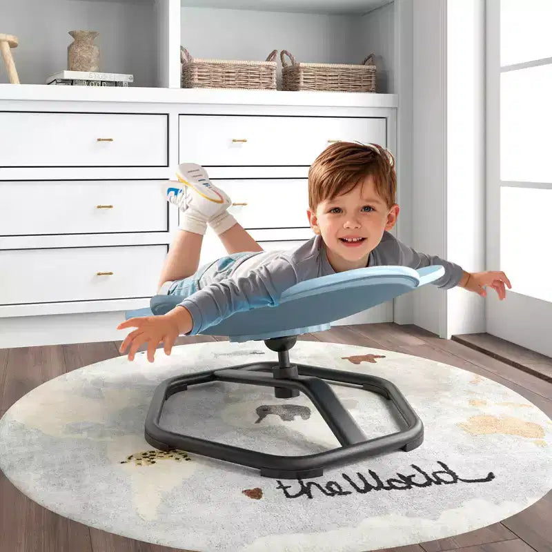 Costway Chaise Pivotante Sensorielle pour Enfants avec Base Métallique Antidérapante pour Enfants Autistes Intérieur Extérieur Bleu/Rouge Éléphant