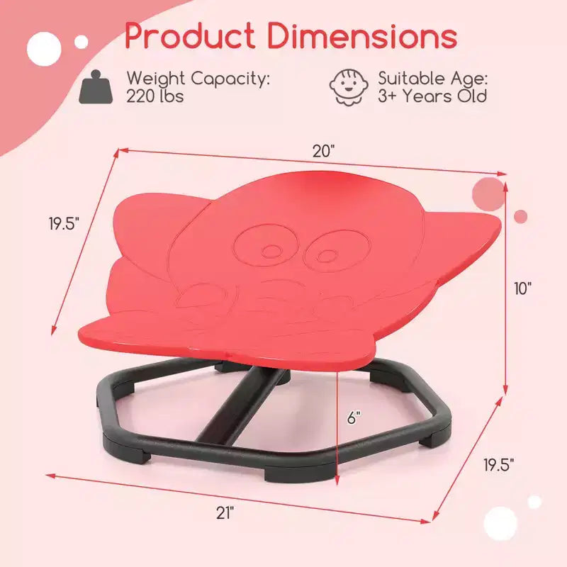 Costway Chaise Pivotante Sensorielle pour Enfants avec Base Métallique Antidérapante pour Enfants Autistes Intérieur Extérieur Bleu/Rouge Éléphant