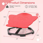 Costway Chaise Pivotante Sensorielle pour Enfants avec Base Métallique Antidérapante pour Enfants Autistes Intérieur Extérieur Bleu/Rouge Éléphant