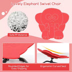Costway Chaise Pivotante Sensorielle pour Enfants avec Base Métallique Antidérapante pour Enfants Autistes Intérieur Extérieur Bleu/Rouge Éléphant