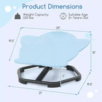 Costway Chaise Pivotante Sensorielle pour Enfants avec Base Métallique Antidérapante pour Enfants Autistes Intérieur Extérieur Bleu/Rouge Éléphant