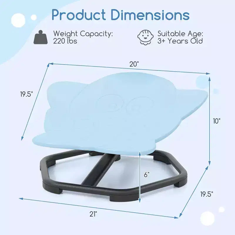 Costway Chaise Pivotante Sensorielle pour Enfants avec Base Métallique Antidérapante pour Enfants Autistes Intérieur Extérieur Bleu/Rouge Éléphant