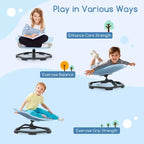 Costway Chaise Pivotante Sensorielle pour Enfants avec Base Métallique Antidérapante pour Enfants Autistes Intérieur Extérieur Bleu/Rouge Éléphant
