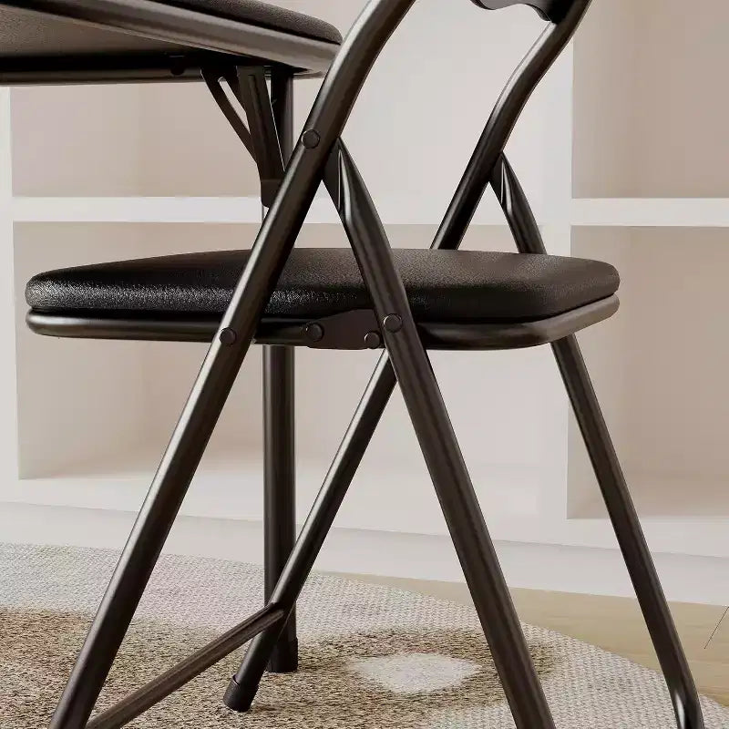 Table et chaises pliantes rembourrées 3 pièces, coussin souple en PU, cadre en métal, ensemble de table et chaises d'activités pour enfants pour la garderie et la salle de classe, noir