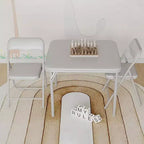 Table et chaises pliantes rembourrées 3 pièces, coussin souple en PU, cadre en métal, ensemble de table et chaises d'activités pour enfants pour la garderie et la salle de classe, noir
