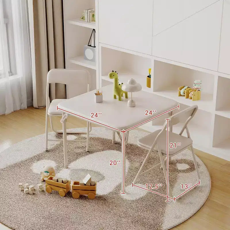 Table et chaises pliantes rembourrées 3 pièces, coussin souple en PU, cadre en métal, ensemble de table et chaises d'activités pour enfants pour la garderie et la salle de classe, noir