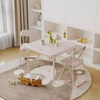 Table et chaises pliantes rembourrées 3 pièces, coussin souple en PU, cadre en métal, ensemble de table et chaises d'activités pour enfants pour la garderie et la salle de classe, noir