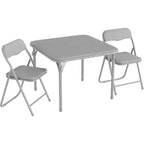 Table et chaises pliantes rembourrées 3 pièces, coussin souple en PU, cadre en métal, ensemble de table et chaises d'activités pour enfants pour la garderie et la salle de classe, noir