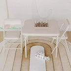 Table et chaises pliantes rembourrées 3 pièces, coussin souple en PU, cadre en métal, ensemble de table et chaises d'activités pour enfants pour la garderie et la salle de classe, noir