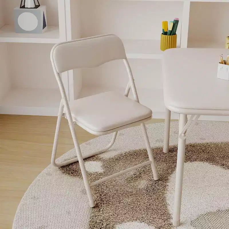 Table et chaises pliantes rembourrées 3 pièces, coussin souple en PU, cadre en métal, ensemble de table et chaises d'activités pour enfants pour la garderie et la salle de classe, noir