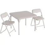 Table et chaises pliantes rembourrées 3 pièces, coussin souple en PU, cadre en métal, ensemble de table et chaises d'activités pour enfants pour la garderie et la salle de classe, noir