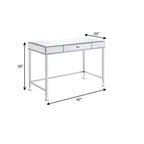 HomeRoots Bureau en verre miroir transparent et argent 42 po
