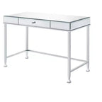 HomeRoots Bureau en verre miroir transparent et argent 42 po