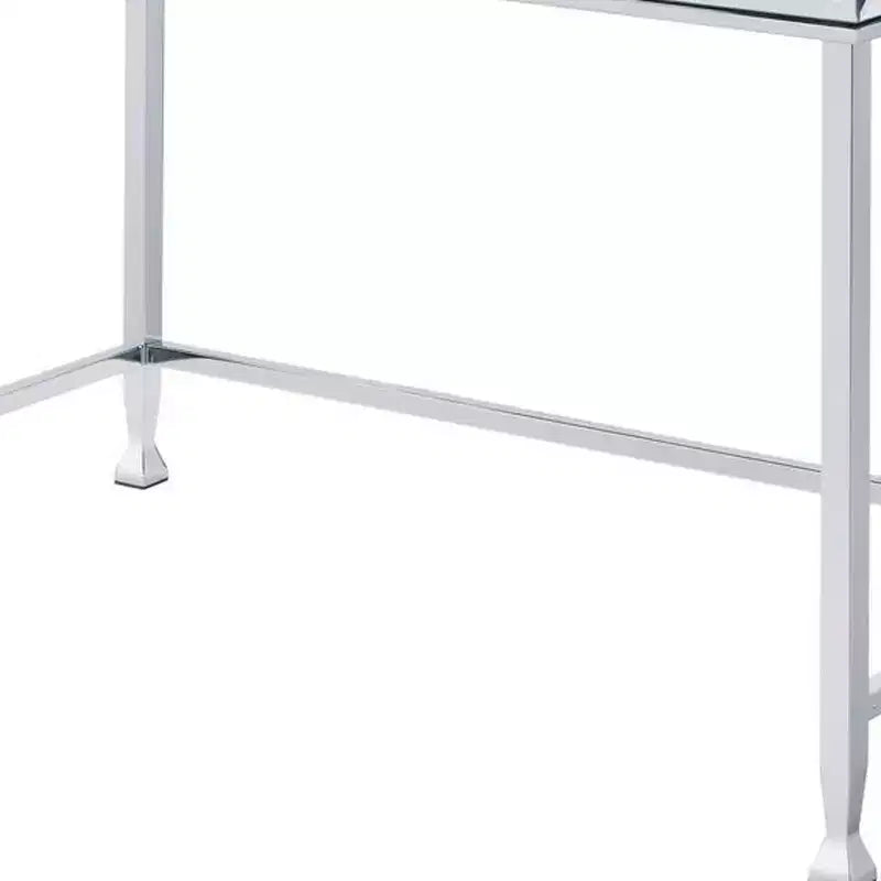 HomeRoots Bureau en verre miroir transparent et argent 42 po