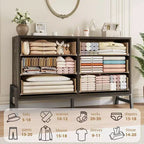 Commode en rotin à 6 tiroirs GustoWave avec station de charge, meuble de rangement pour chambre, salon, couloir, chevet