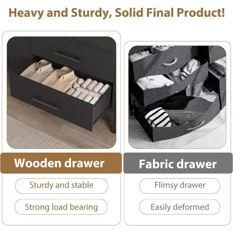 Commode en rotin à 6 tiroirs GustoWave avec station de charge, meuble de rangement pour chambre, salon, couloir, chevet